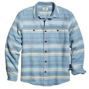 Marine Layer Heavy Flannel Overshirt Shacket, Blue Baja Stripe, Men's Size Large